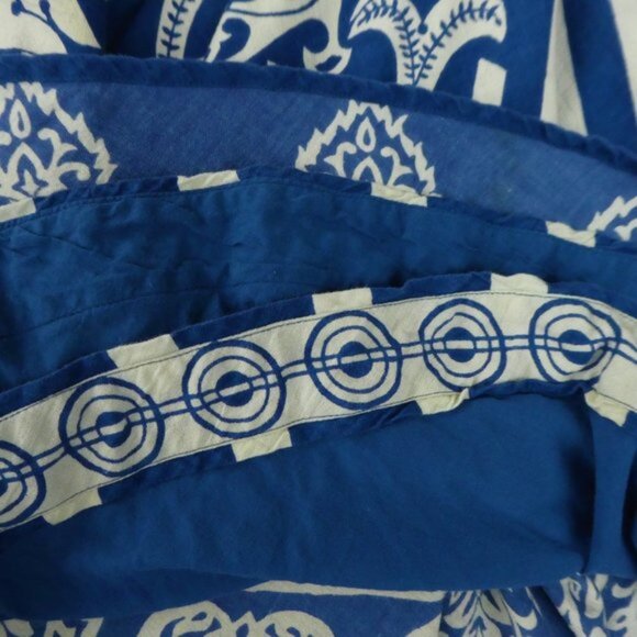 Anthropologie Maple Folk Dance Circle Skirt Blue White Border Lined Rockabilly 0 - Picture 10 of 12